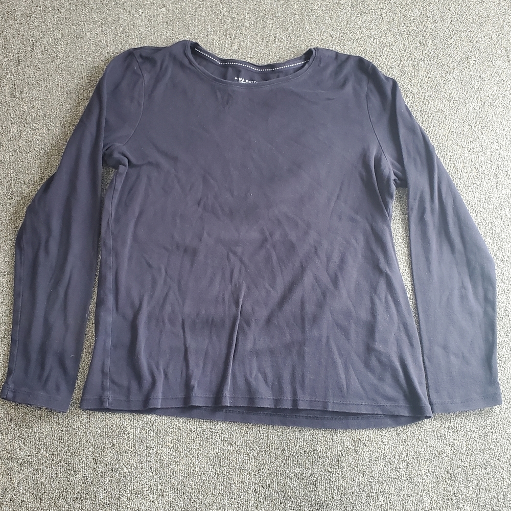 Charter Club Pima Womens Blouse  Cotton Top Blue Size Large Adult Ladies Shirt